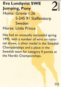 1995 Collect-A-Card Equestrian #225 Eva Lundqvist / Little Prince Back